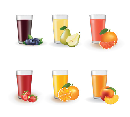 Set of juices in a glass, vectorのイラスト素材