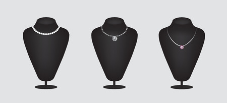 Mannequin silhouette with diamond necklaces set, vectorのイラスト素材