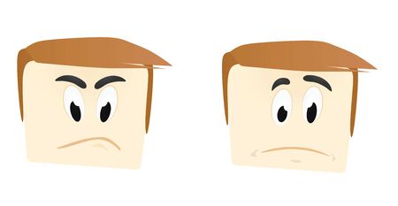 Human face unhappy and angry emoticon. vector illustrationのイラスト素材