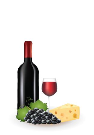 Ilustración de Wine and cheese. vector illustration - Imagen libre de derechos