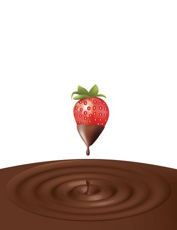 Chocolate splash with strawberry. vector illustrationのイラスト素材