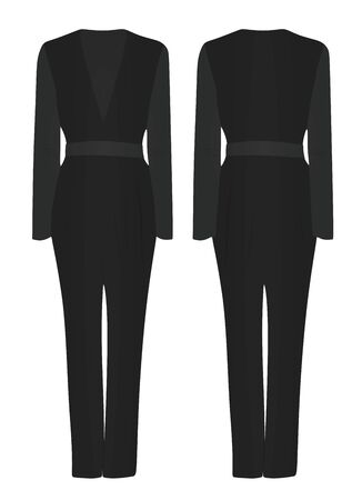 Black woman jumpsuit. vector illustrationのイラスト素材