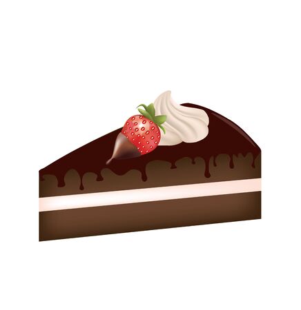 Piece of cake with strawberry, vectorのイラスト素材