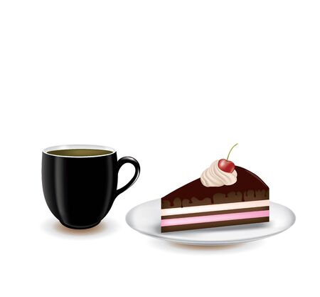 Coffee and piece of cake. vector illustrationのイラスト素材