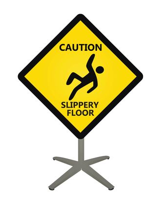 Yellow slippery floor sign. vector illustrationのイラスト素材