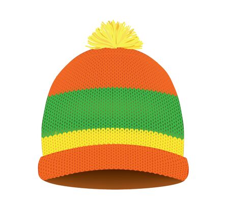 Knitted winter hat. vector illustrationのイラスト素材