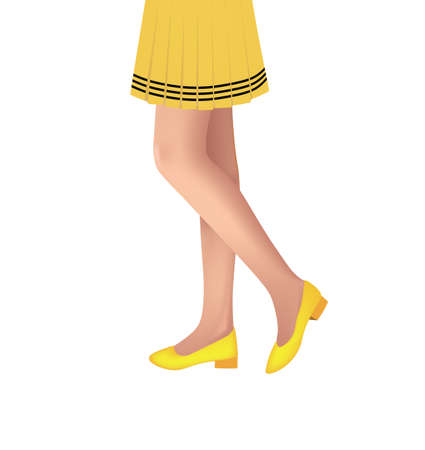 Woman legs with yellow shoes, vectorのイラスト素材