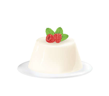Panna cotta with raspberries. vectorのイラスト素材