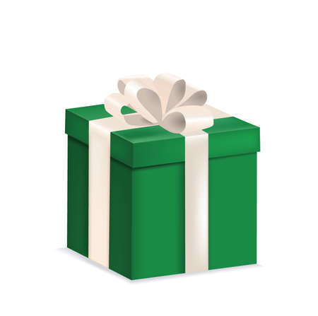 Green  gift box with a bow, vectorのイラスト素材