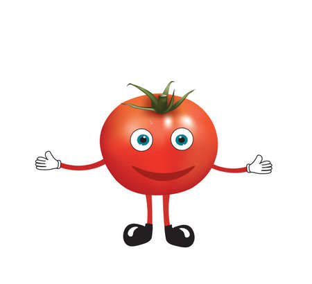 Happy tomato character cartoon. vectorのイラスト素材
