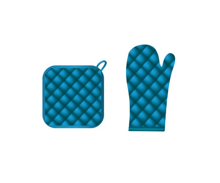 Blue oven mitt and pot holder. vectorの写真素材