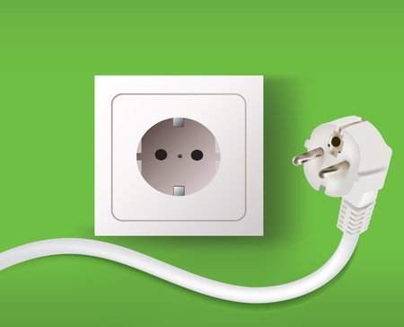 Wall socket and electric plug, vector