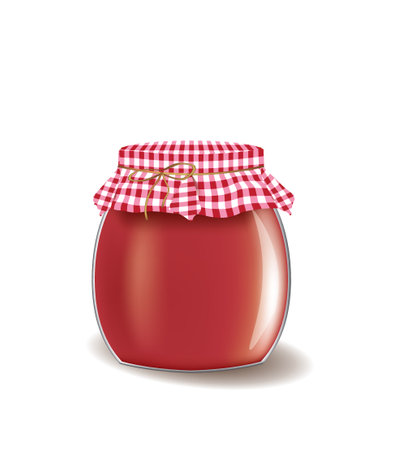 Red jam jar, vector illustrationのイラスト素材
