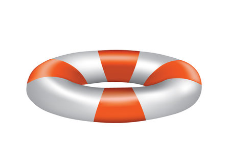 Life saving float orange and white, vector