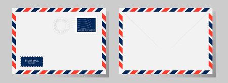 Front and back of classic envelope with stamp.のイラスト素材