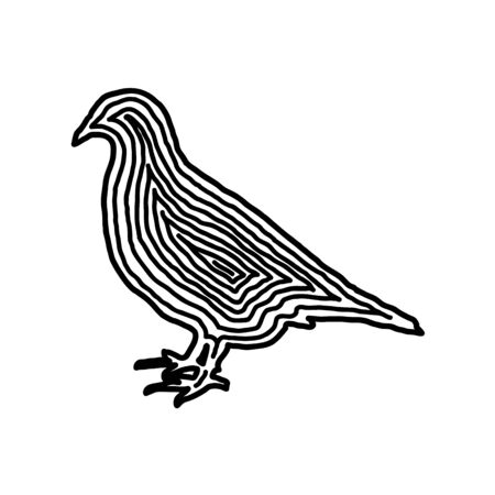 A bird illustration icon in black offset lineのイラスト素材