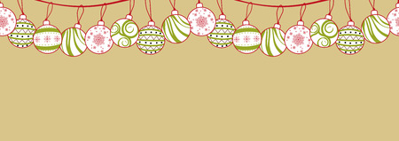 Poster design for Christmas, New Year or party in simple flat style with blank space for text. Seamless background design with various Christmas ornaments at the upper part of the picture.のイラスト素材
