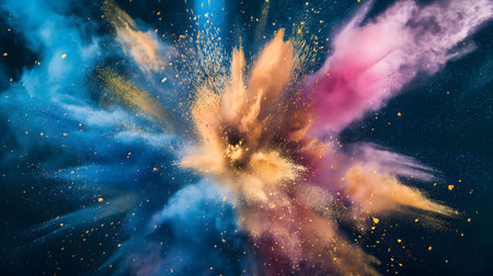Background design for Holi events, parties, or celebration presentation. Suitable for social media post. Aspect ratio 16:9, horizontal picture.の素材
