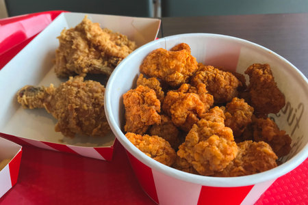 Fried chicken pop nuggets ready to eat