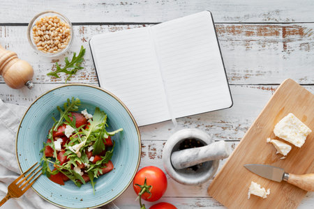 Top view recipe book still life concept