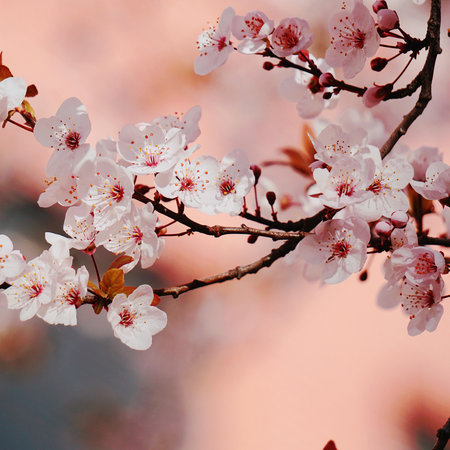 beautiful pink flower plant in the garden in springtime