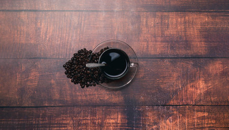 Coffee mugs and coffee beans provide energy