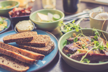 Sliced Breads on Blue Plate
