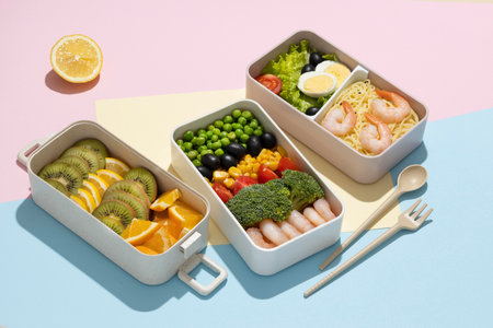 top view composition food japanese bento box