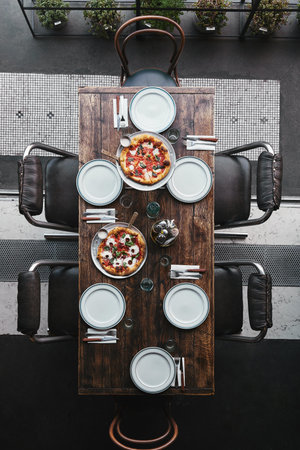 top view different pizza trays