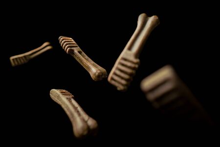 Falling greenies in the darkの写真素材