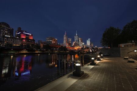 Yarra river at night Melbourne Australiaのeditorial素材