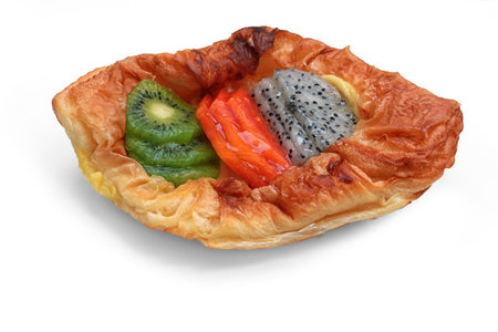 Delicious mixed fruits puff pastryの写真素材