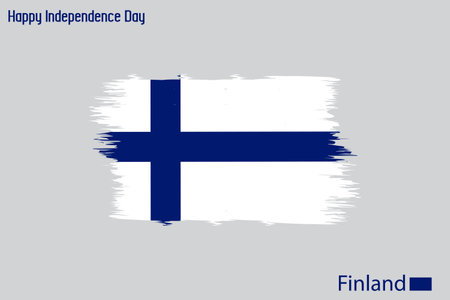 Finland National Flag Artistic Grunge Brush Stroke Concept Vector Designのイラスト素材