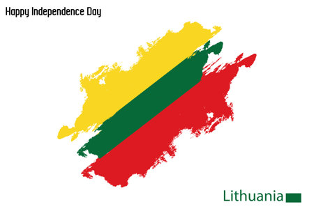 Lithuania National Flag Artistic Grunge Brush Stroke Concept Vector Designのイラスト素材