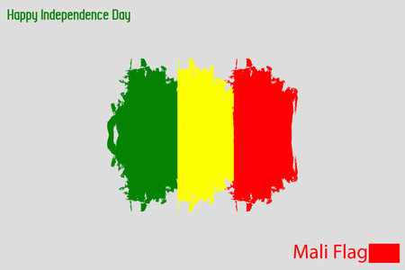 Mali National Flag Artistic Grunge Brush Stroke Concept Vector Designのイラスト素材