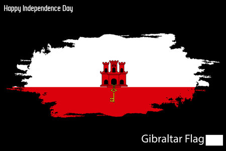 Grunge Brush Stroke Vecctor Design on Painted Of Gibraltar Flagのイラスト素材