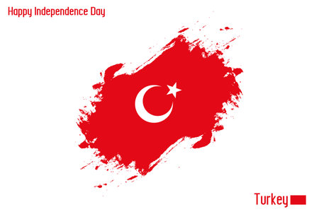 Turkey National Flag Artistic Grunge Brush Stroke Concept Vector Designのイラスト素材