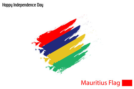 National Flag of Mauritius Stock Vector Drawn with Brush Strokesのイラスト素材
