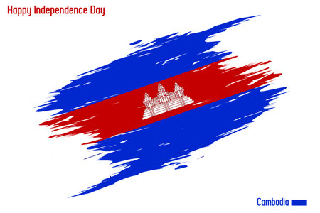 Cambodia National Flag Artistic Grunge Brush Stroke Concept Vector Designの写真素材