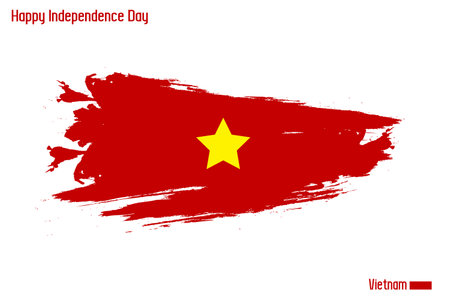 Vietnam National Flag Artistic Grunge Brush Stroke Concept Vector Designのイラスト素材