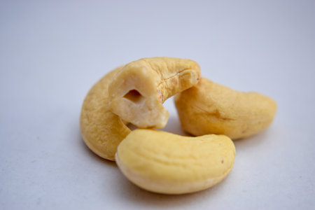 Cashew nuts isolated on white background. Cashew nuts on white backgroundの写真素材
