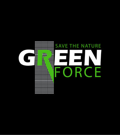 Green Force Vector illustration of a green energy logo on black background. Green energy logo.のイラスト素材