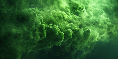 Green Liquid Paint Dense Smoky Abstract Foggy Background AI Generativeの素材