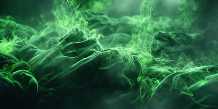 Dense Lush Green Liquid Smoky Abstract Foggy Background Generative AIの素材