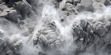 White-Grey Color Liquid Ink Dense Smoky Abstract Misty Background AI Generativeの素材