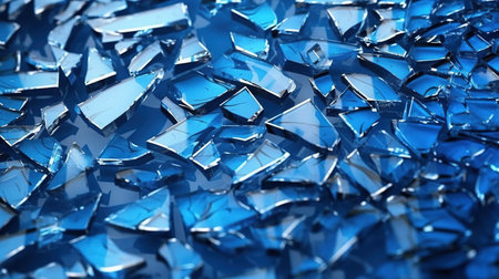 Blue Colored Shuttered Broken Glass Background Generative AIの素材