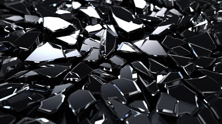 Black Colored Shuttered Broken Glass Background Generative AIの素材