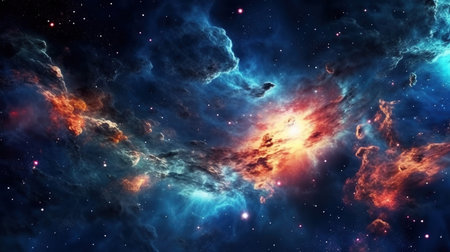 Dark Night Sky with Stars and Nebulous Cloudsの素材