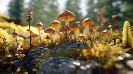 Mosses Lichens Flowers and Mushrooms Nano World Detail Selective Focusの素材