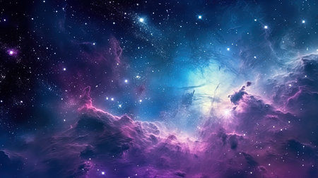 Dark Night Sky with Stars and Nebulous Cloudsの素材